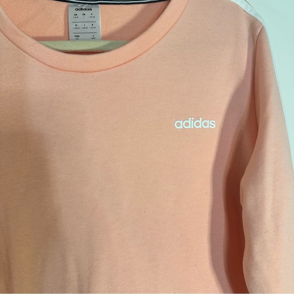 Adidas Climalite Pink Long Sleeve Sweatshirt Women’s Large 3Stripes Crewneck - Picture 2 of 14